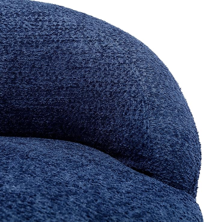 360 Degree Swivel Cuddle Barrel Accent Chairs Round Armchairs with Wide Upholstered Fluffy Fabric Chair for Living Room Bedroom Office Waiting Rooms (Navy B)