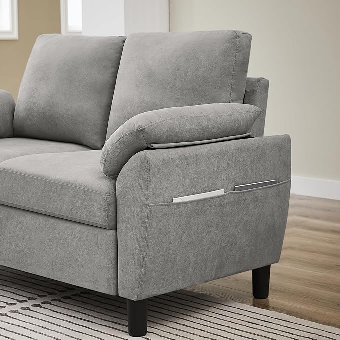 57 Modern Loveseat Sofa Love Seat Small Love Seat for Small Spaces Tool-Free Setup Sofa Couch for Living Room Dorm Office Bedroom Light Grey