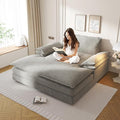 80 Oversized Double Chaise Lounge Chair Indoor Comfy Chenille 2 Seater Cloud Sofa Couch Modern Loveseat Sleeper Recliner with Wide Armrests for Living Room Bedroom Apartment Grey