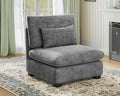 CHIC HOUSE Module for Modular Oversized Couch Corduroy Customizable Chaise Chenille Fabric Ottoman for Sectional Sofa Upholstered Convertible Seater Corner (Single Seater Chenille-Grey)