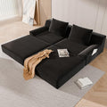 79 Convertible Sofa Bed Upholstered Boneless Couch Loveseat Sleeper with Pull Out Bed Corduroy Futon Couch Floor Folding Sofa Modular Futon Couch for Living Room Bedroom Lounge Black