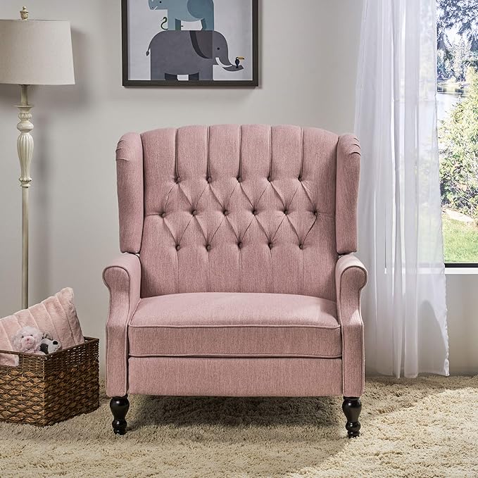 Christopher Knight Home Salome Push Back Recliner Light Blush Dark Brown