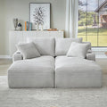 Double Chaise Lounge Sofa Boneless Cloud Couch Bed with Cup Holders and Side Pockets Comfy Deep Seat Sleeper Sectional Loveseat Chair for Living Room (Light Grey 2 Seat)