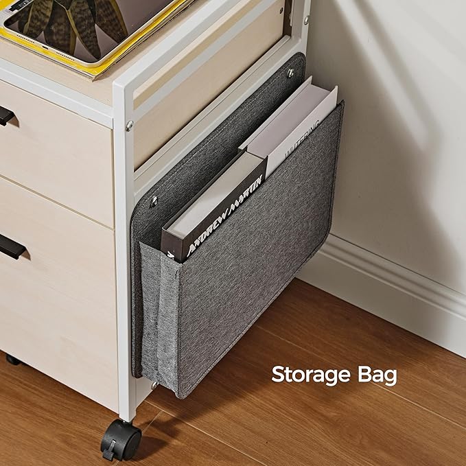 EUREKA ERGONOMIC 2-Drawer Mobile File Cabinet with Wheels Solid Wood Rolling Storage Cabinet for Home Office Space-Saving Under Desk Organization with Printer StandWhite