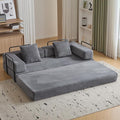 Convertible Sleeper Sofa Bed Compression Folding Sofa with Pillow No Assembly Required Shape Frame Floor Sofas Lounge Couch for Living Room Bedroom Small Spaces(Corduroy 77''W Dark Grey)