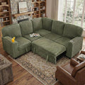 81 Modular Sectional Sofa L Shaped 5-Seater Sleeper Sofa with Pull Out Bed Hidden Storage Cup Holders &amp USB Charging Ports Sectional Couches for Living Room Corduroy Green