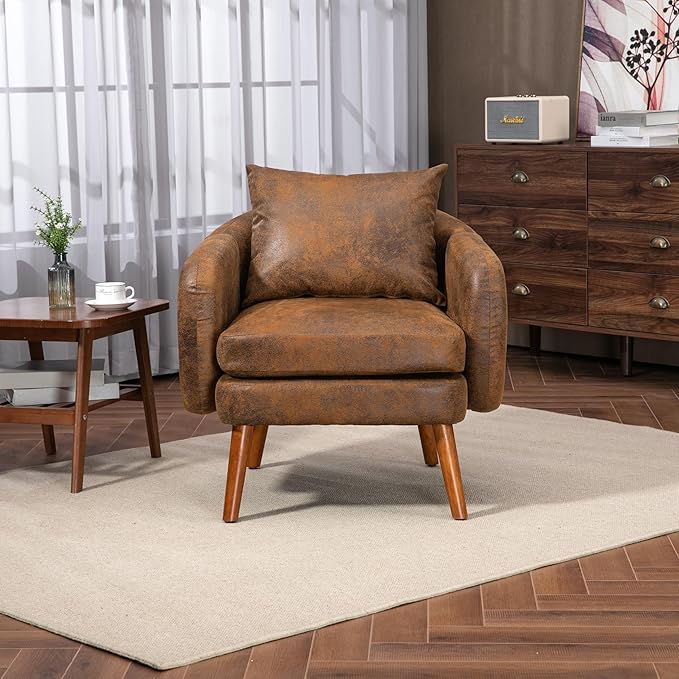 Modern Wood Frame Armchair Modern Accent Chair Lounge Chair for Living Room