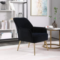 Modern Mid Century Chair Velvet Sherpa Armchair for Living Room Bedroom Office Easy Assemble(Navy)