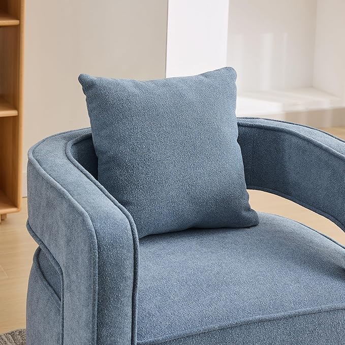 KEIKI Swivel Accent Chair Comfy Sofa with Open Back Club Chair Leisure Seat for Lounge for Nursery Bedroom Living Room Hotel Office Blue