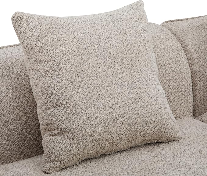 Merax 126 Inch Curved Sectional Sofa Oversized 5-Seater Modern L-Shape Couch with 4 Pillows Modular Velvet Fabric Sofa for Large Living Room Almond