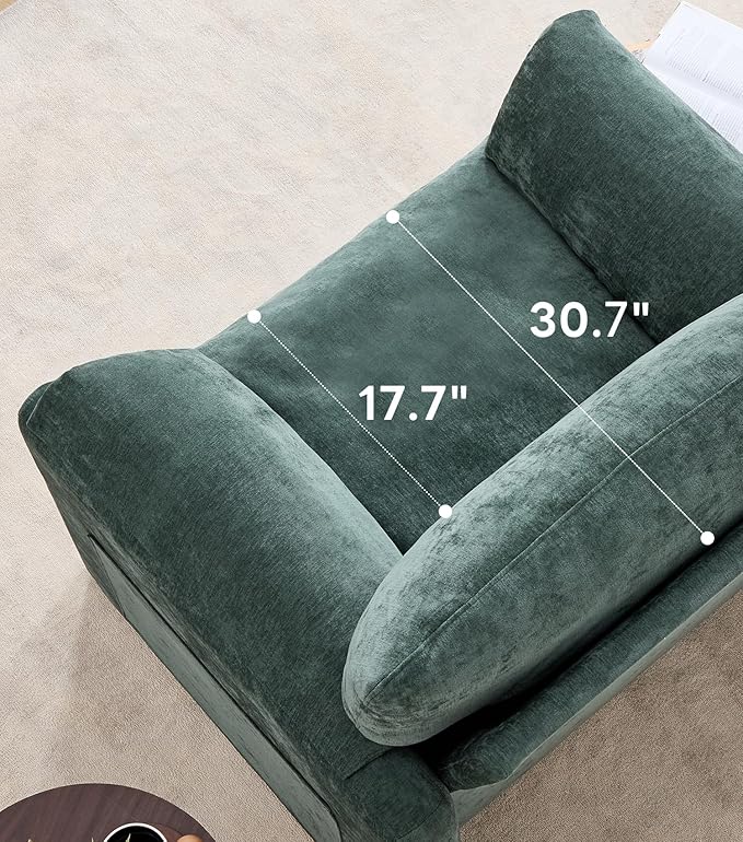 Tbfit Oversized Accent ChairModern Chenille Armchair for Living Room Comfy Upholstered Reading Chairs for Bedroom Apartment Office RV Green