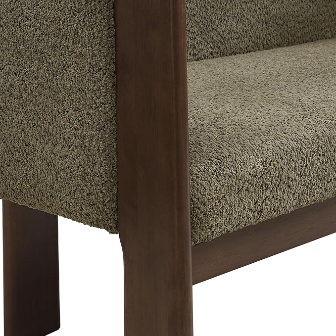 Christopher Knight Home Zudan Modern Boucle Upholstered Loveseat Sofa with Rubberwood Frame Comfy 2-Seater Sofa Couch and Flat-Panel Legs Love Seat Couches for Living Room Green + Walnut