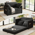 51 Loveseat Sleeper Sofa Bed Chenille Convertible Floor Sofa Bed for Small Spaces Folding Couch Bed with Deep Seat 2 Pillows &amp Solid Frame Pull Out Floor Couch for Living Room Black