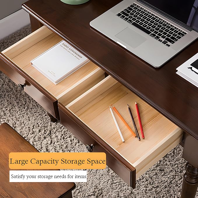 Mid Century Desk with 2 Storage Drawers Modern Writing Study Desk with Rubber Wood Legs32 inch Versatile Home Office Study Desk for Small Space Vanity Table for Bedroom
