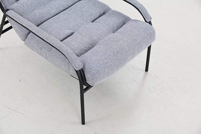 Lounge Recliner Chair Leisure Chair Studio Chairs Iron Arm Club Chair with Metal Legs Moveable Cushion for Living RoomGrey