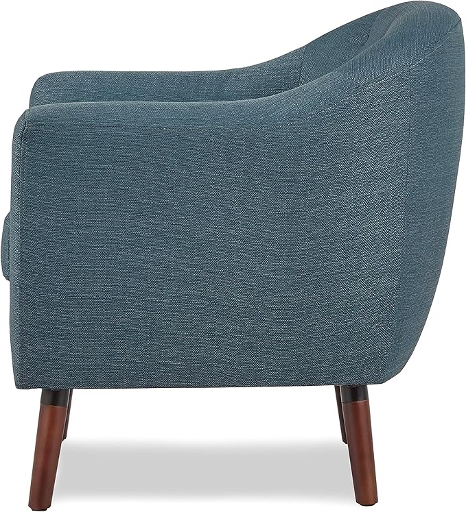 Homelegance Lucille Modern Accent Chair Upholstered Reading Chair with Button-Tufted Back Sloped Arms Removable Seat Cushion Cover and Espresso Wood Legs for Living Room Bedroom or Office Blue