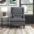 Lexicon Living Room Accent Chair Textured Fabric Upholstered Reading Chair Button-Tufted High Wingback for Living Room/Bedroom/Office Charcoal
