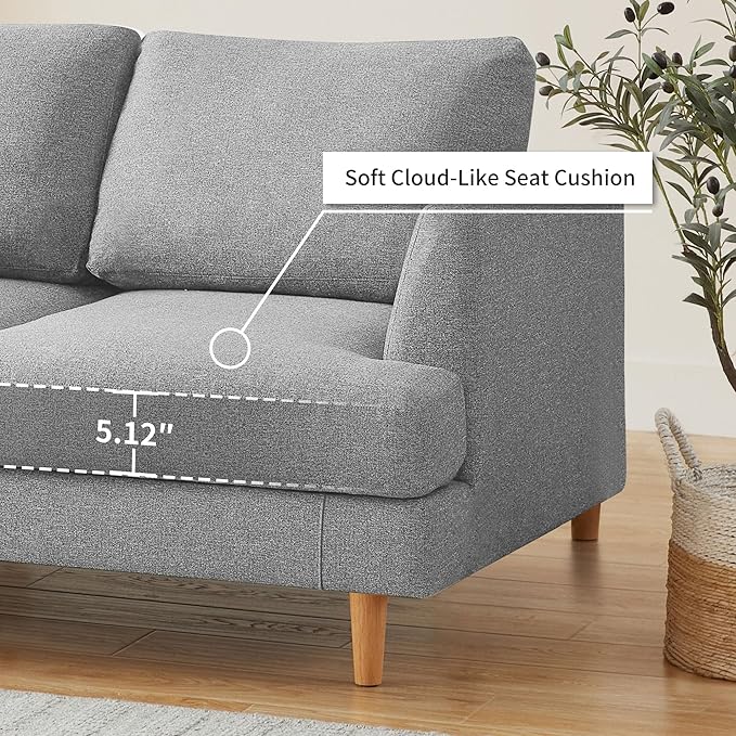 Loveseat Sofa 56 Small Couches for Small Spaces Mid Century Love Seat Couches for Living Room Upholstered 2-Seater Couch for Bedroom Apartment Grey