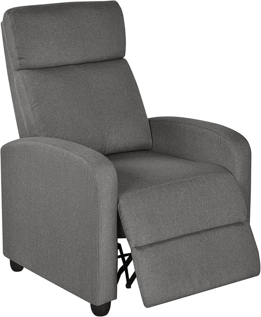 Yaheetech Fabric Recliner Sofa Reclining Upholstered Sofa with Pocket Spring Living Room Bedroom Home Theater Light Grey