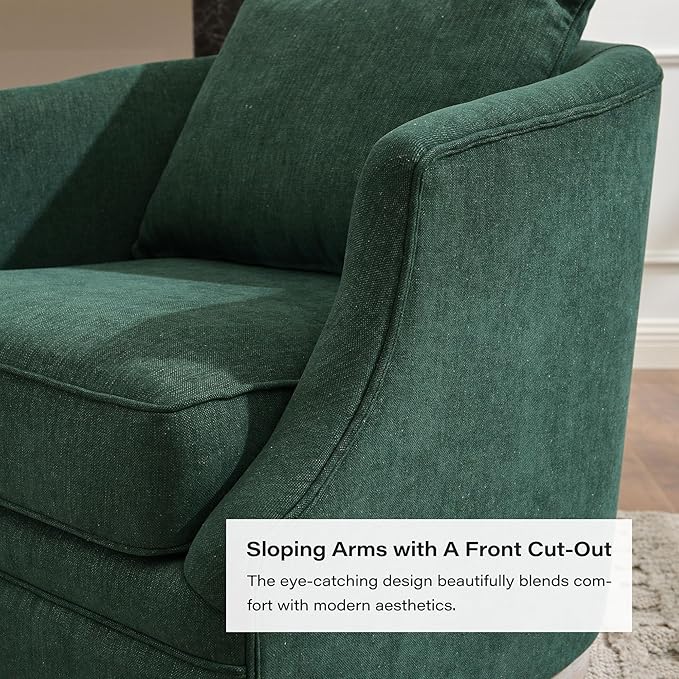 KINWELL 31 Wide Linen Fabric Swivel Barrel Chair Set of 2 FSC Certified Upholstered Swivel Armchair with Pillow Back for Living Room Bedroom Fully Assembled (Green)
