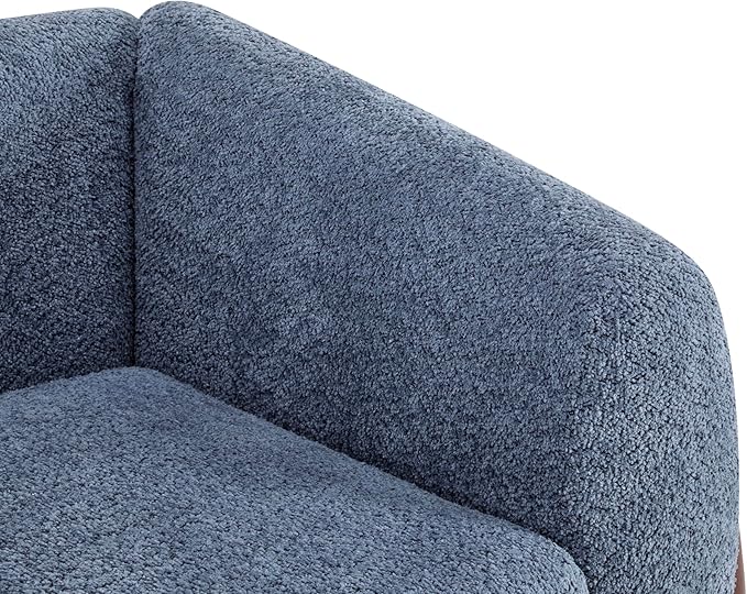 Christopher Knight Home Alma 63 Boucle Loveseat with Wood Legs 2 Seater Sofa Couches for Living Room Upholstered Couch Chair Soft Seating Lounge Sofa Chair Cozy Loveseat with Armrest Navy Blue