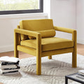 Art Leon Modern Accent Chair Velvet Upholstered Arm Chair with Pillow Single Sofa Chair for Living Room Bedroom Yellow