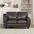 Homelegance 61.5W Rubin Modern Loveseat with Track Arms Foam Cushions Comfort 2 Seater Couch Faux Leather Love Seat for Living Room Apartment Office Easy Assembly Dark Brown