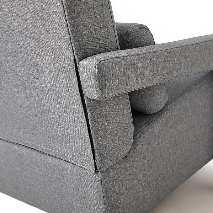 Christopher Knight Home Smyth Modern Armchair Upholstered Accent ChairMinimalist Lounge Chair Cozy Seating ChairBedroom Chairwith Linen Fabric and a Pillow Gray