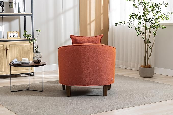 Accent Chair with Ottoman Mid Century Modern Barrel Chair Upholstered Club Tub Round Arms Chair for Living Room