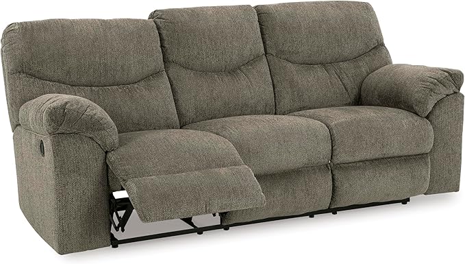 Signature Design by Ashley Alphons Transitional Tufted Reclining Sofa Light Gray