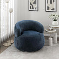 Lexicon Modern Barrel Swivel Accent Chair - Upholstered Soft Chenille Fabric with Metal Base 360 Degree Round Swivel Accent Chair for Living Room Bedroom Office No Assembly Required Blue