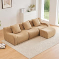 115.3'' Modular Sectional Sofa Boneless Couch L Shaped Sectional Couches for Living Room with Deep Seat and Ottoman Oversized 3-Seater Teddy Cloud Couch Sofa Set No Assembly Required Camel