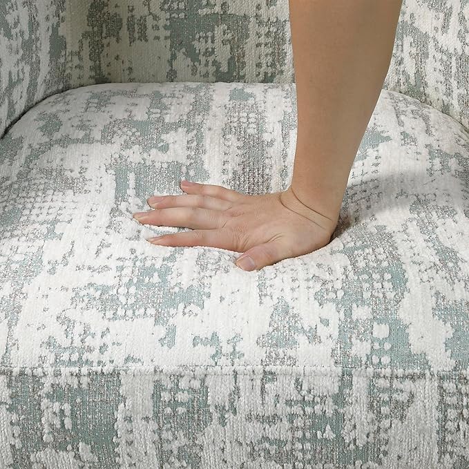 Lexicon 360 Degree Swivel Accent Chair Jacquard Fabric Arm Chair with Metal Swivel Base and Sloped Arms for Living Room/Bedroom/Office Assembled Green