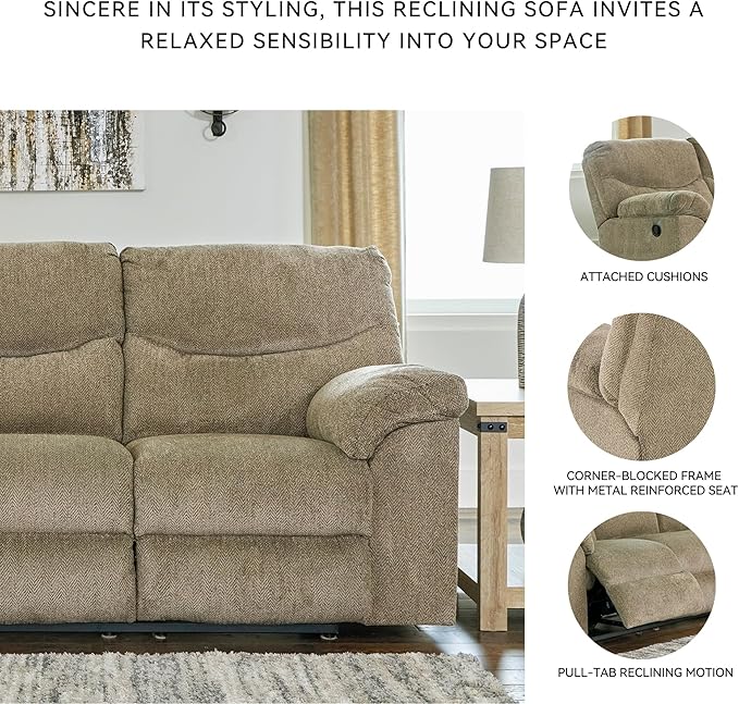 Signature Design by Ashley Alphons Transitional Tufted Reclining Loveseat Light Brown
