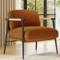 GarveeHome Comfy Chair Modern Accent Chair with Metal Frame Cozy Reading Chair with Soft Cushion &amp Wood Armrest for Bedroom Living Room Brown