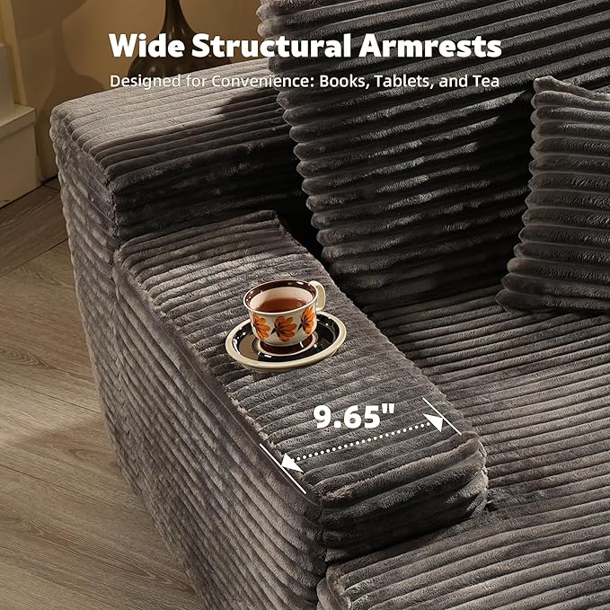 67x48 Oversized Chaise Lounge Chair Indoor Upholstered Sofa Bed with Plush Faux Fur Sleeper Couch Reading Chair Fluffy Cloud Sofa for Living Room Plush Gray