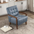 Lexicon Modern Accent Chair Luxury Genuine Leather Match Living Room Chair with Tufted Cushions Solid Wood Frame and Arm Rest Comfy Upholstered Single Seat for Bedroom/Reading/Office Blue
