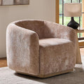HULALA HOME Swivel Accent Chair with Solid Wood Base Chenille Curved Swivel Barrel Chair Modern Club Armchair Upholstered Single Sofa for Living Room No Assembly Required Sand
