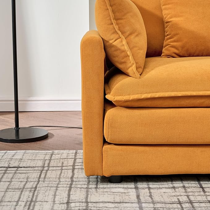 Modular Convertible Sectional Couch L-Shaped 4 Seat Sofa with Reversible Chaise Deep Seat Cloud Couch Sleeper Sofa Bed Chenille Fabric with Pillow for Living Room Bedroom and Apartment
