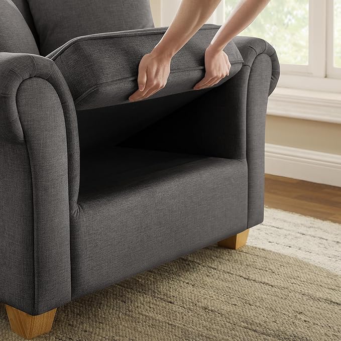 VANOMi 40 W Oversized Accent Chair Oversized Reading Chair for Living Room Comfy Reading Nook Chairs for Bedroom Upholstered Large Chair Armchair Single Sofa for Small Space (Dark Gray)