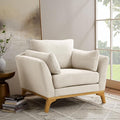 VANOMi Large-Sized Accent Chair Thick Cushion Bedroom Reading Chair Comfortable Living Room Single Sofa Linen Gray