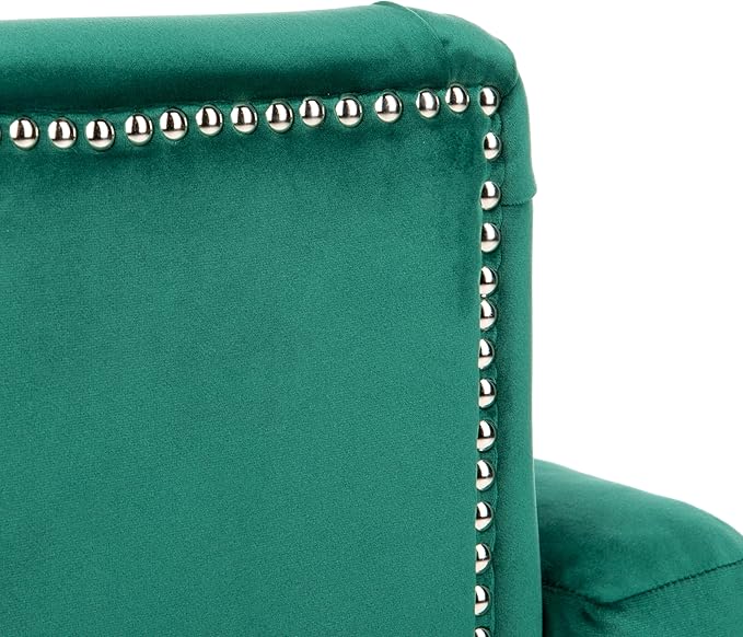 Safavieh Home Colin Emerald Green Velvet and Espresso Tufted Club Chair