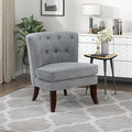 Lexicon Accent Chair Textured Fabric Upholstered Armless Chair with Solid Wood Legs Button Tufted Curved Back for Living Room/Bedroom/Office/Waiting Area Dark Gray