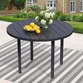 47 Round Patio Dining Table for 6 All-Weather Metal Patio Table with Umbrella Hole Outdoor Round Dining Table for Lawn Garden Porch Black