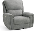 MCombo Power Swivel Rocker Recliner Chair Oversized Power Recliner Chair for Big and Tall People 400lbs Heavy Duty Recliners USB Charge Ports for Living Room Office Fabric OE678 (Light Grey)