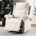 Oversize Modern Upholstered Lounge Single Sofa Manul Recliner Chair with Soft Durable Fabric and Overstuffed Armrests with Tall Neck Support for Living Room Beige