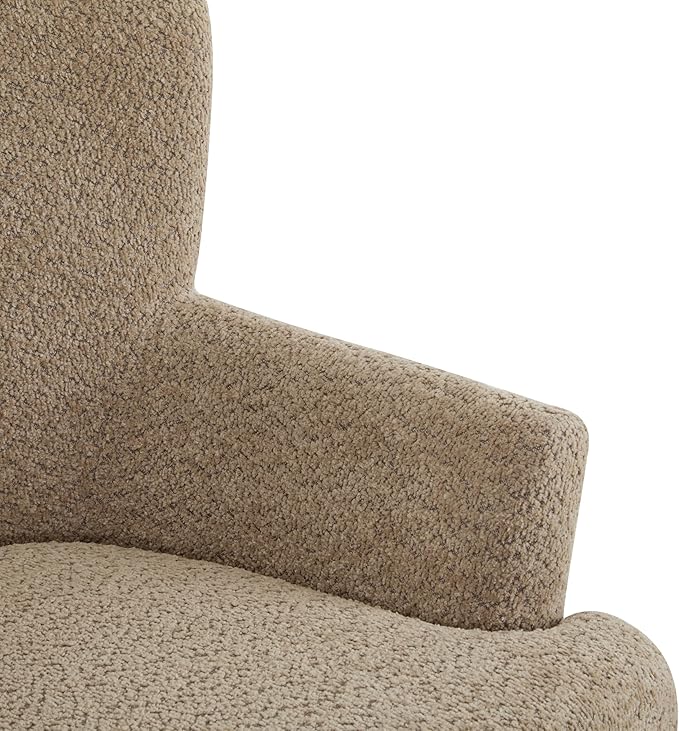 Christopher Knight Home Winnie Accent Chair and Ottoman Set Living Room/Bedroom Wooden Comfy Reading Chair with Footrest Stool Boucle Upholstered Wingback Single Sofa Brown