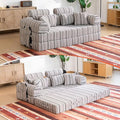 79 Corduroy Sofa Bed Sleeper Couch 6-in-1 Convertible Boneless Floor Futon Loveseat High-Density Foam Couch in a Box with 2 Headrest Pillows No Assembly Black and White