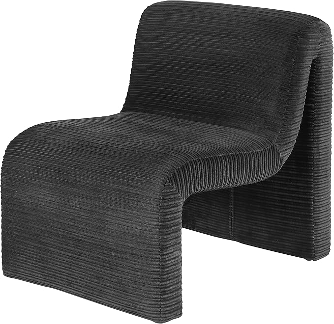 Coaster Home Furnishings - Drayton - Wood and Metal - Upholstered Armless Accent Chair with Sinuous Curves Ribbed Detailing and Foam Padding - Living Room - Black - 907526