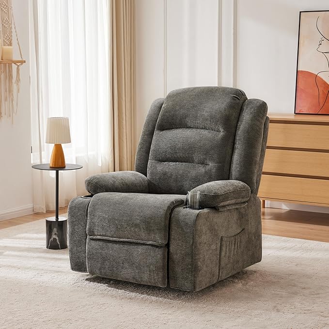 Power Recliner Chair with Cup Holders Electric Recliner Chair for Adults Living Room Reclining Chair Home Theater Seating Lounge Chair (1 Gray)